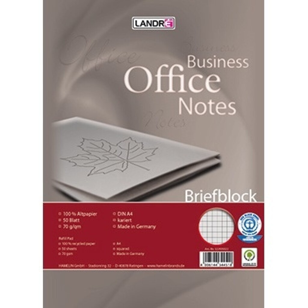 Landre Briefblock 100050118 DIN A5 Recycling 50Blatt kariert Produktabbildung: Landre Briefblock 100050118 DIN A5 Recycling 50Blatt kariert