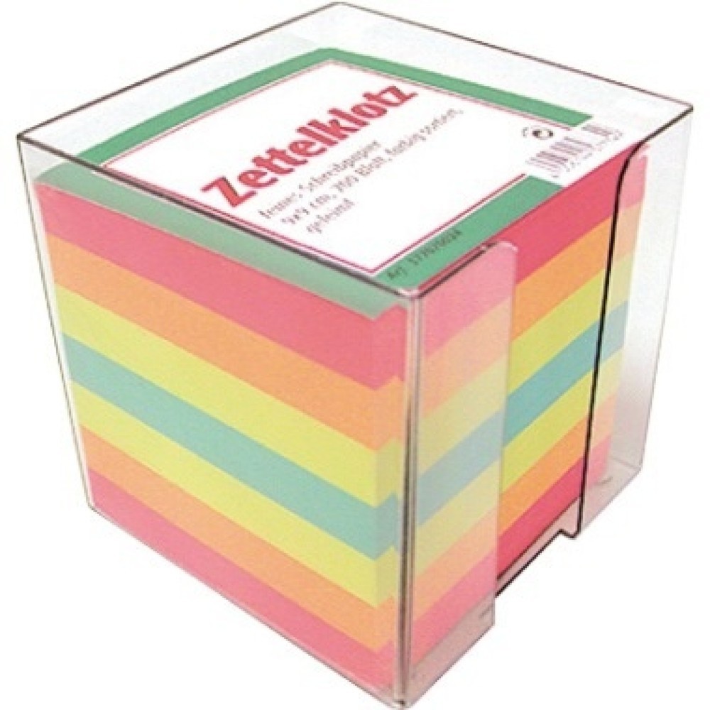 Produktabbildung: Landre Zettelbox 377070019 10x10x10cm tr Inhalt bunt
