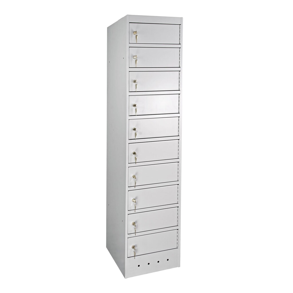 Produktabbildung: Laptop-Schließfachschrank, HxBxT 1.800 x 400 x 500 mm, 10 Fächer inkl. Stromversorgung