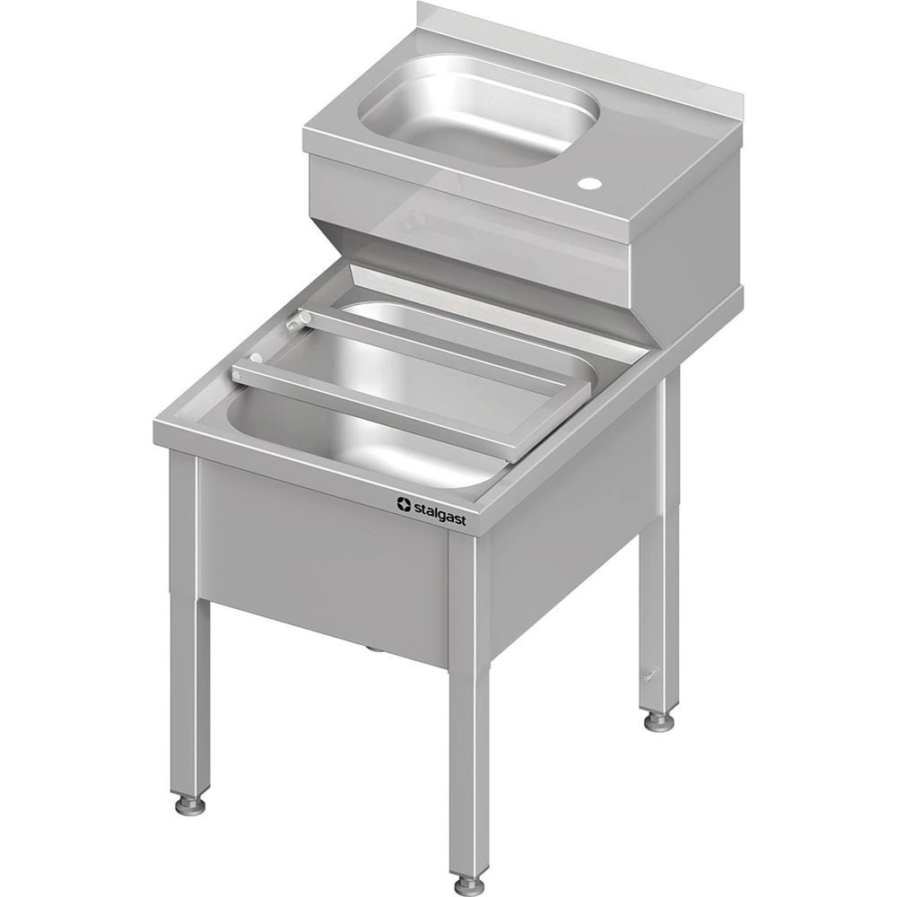 Illustration du produit: Lavabo combiné avec bac de rinçage Stalgast, avec rebord, 500x600x850 mm