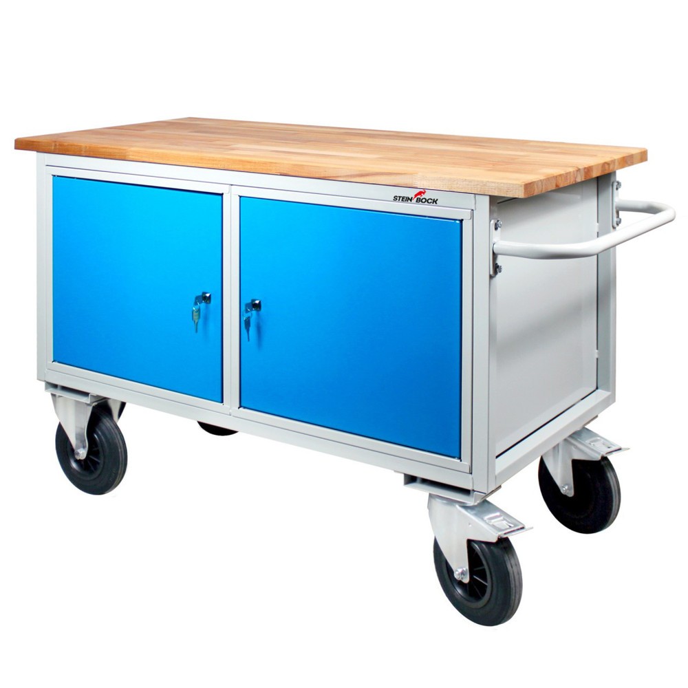 Zdjęcie produktu nr 1: Mobilna ława warsztatowa Steinbock® Motion, 2 x drzwi, udźwig 500 kg, wys. x szer. x gł. 827 x 1300 x 600 mm, RAL 7035/5012