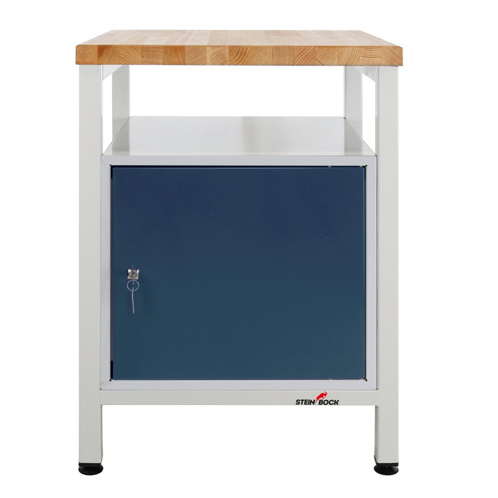 Zdjęcie produktu: Ława warsztatowa Steinbock® Premium, 1 x półka, 1 x drzwi, udźwig 300 kg, wys. x szer. x gł. 840 x 600 x 600 mm, RAL 7035/7016