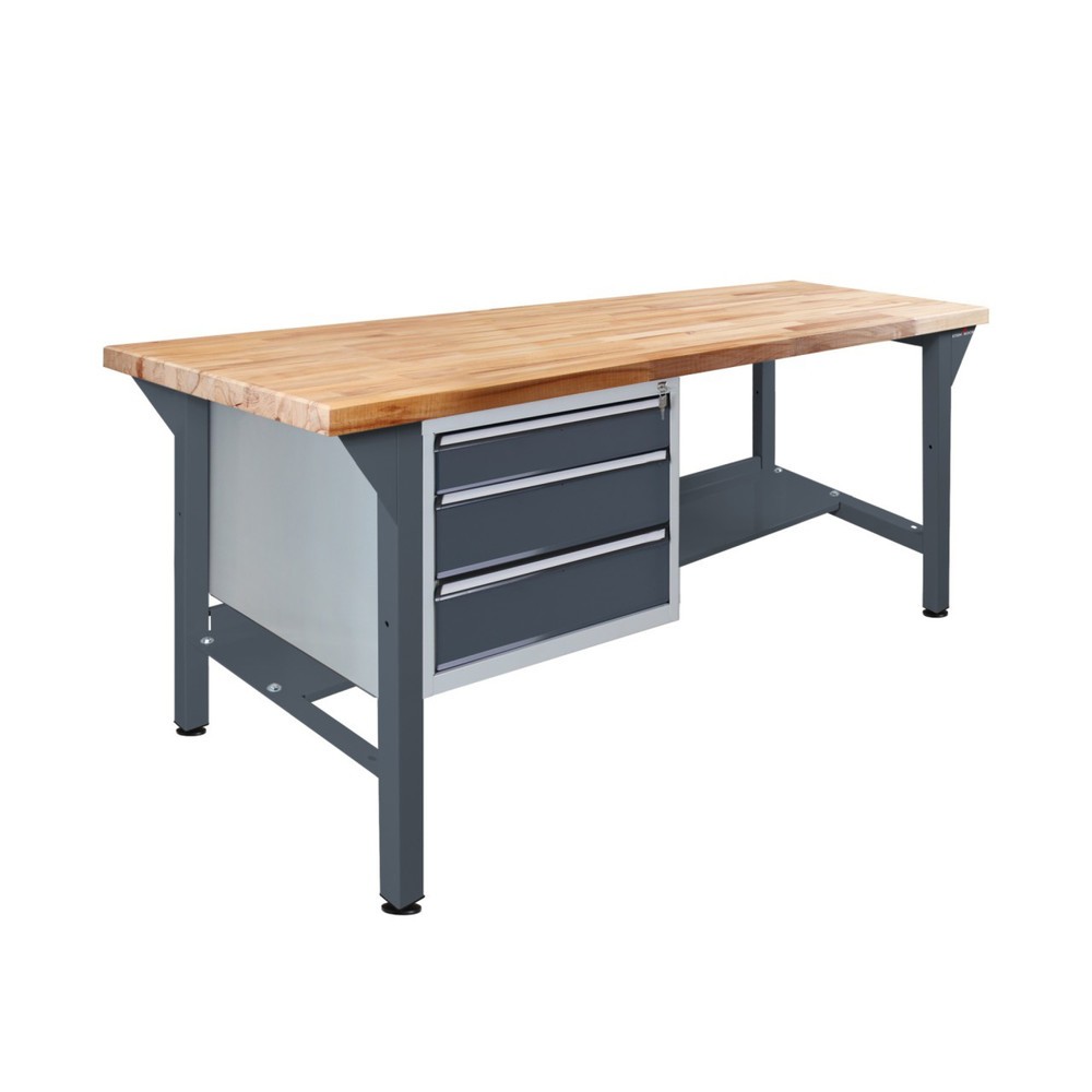 Zdjęcie produktu nr 1: Ława warsztatowa Steinbock® Pro, 3 x szuflada, 1 x półka, udźwig 500 kg, wys. x szer. x gł. 850 x 1500 x 750 mm, RAL 7016