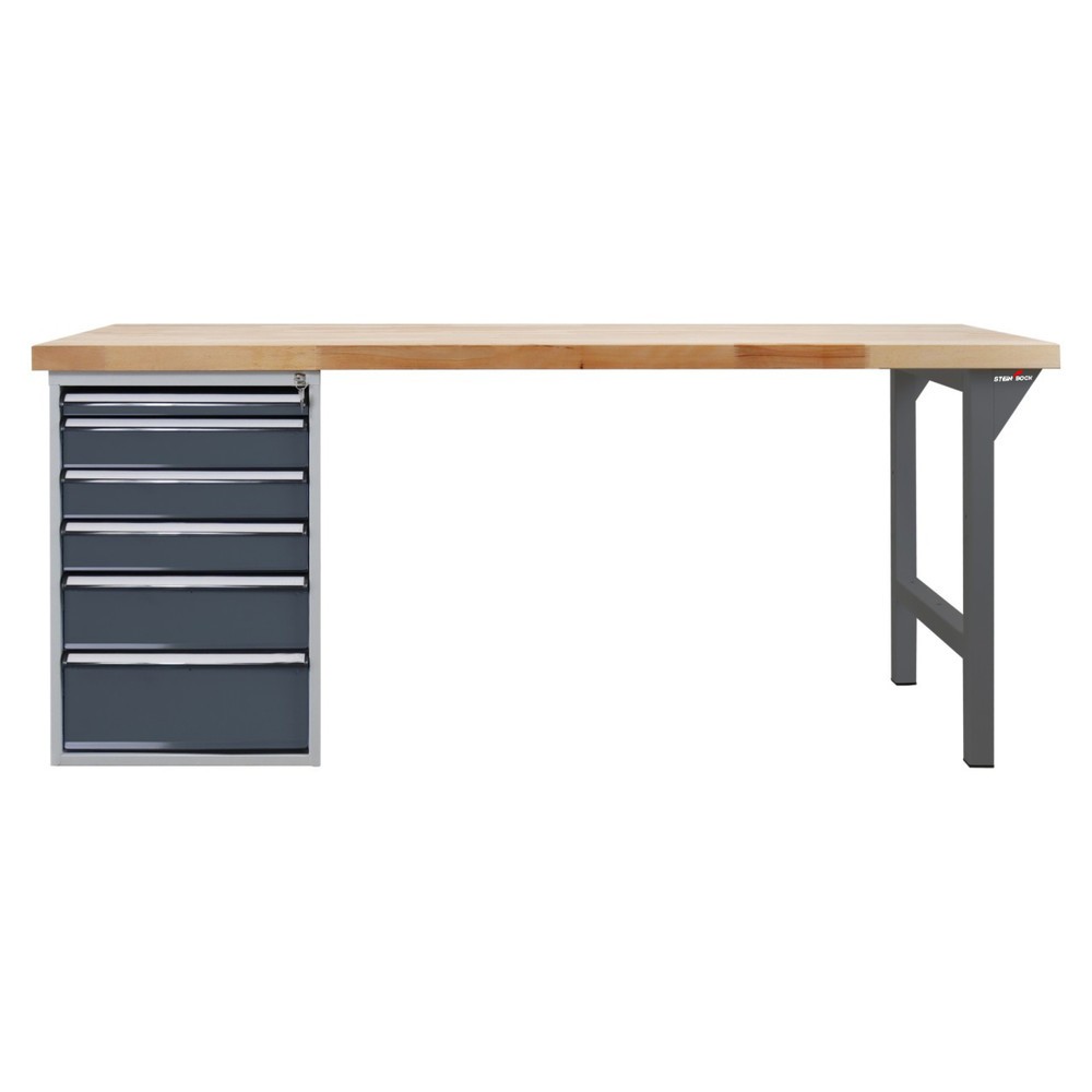 Zdjęcie produktu nr 2: Ława warsztatowa Steinbock® Pro, 6 x szuflada, udźwig 500 kg, wys. x szer. x gł. 850 x 2000 x 750 mm, RAL 7016