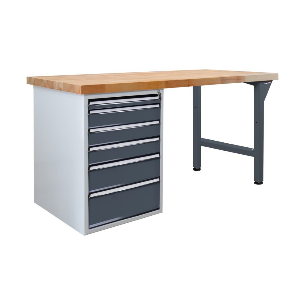 Zdjęcie produktu nr 1: Ława warsztatowa Steinbock® Pro, 6 x szuflada, udźwig 500 kg, wys. x szer. x gł. 850 x 2000 x 750 mm, RAL 7016