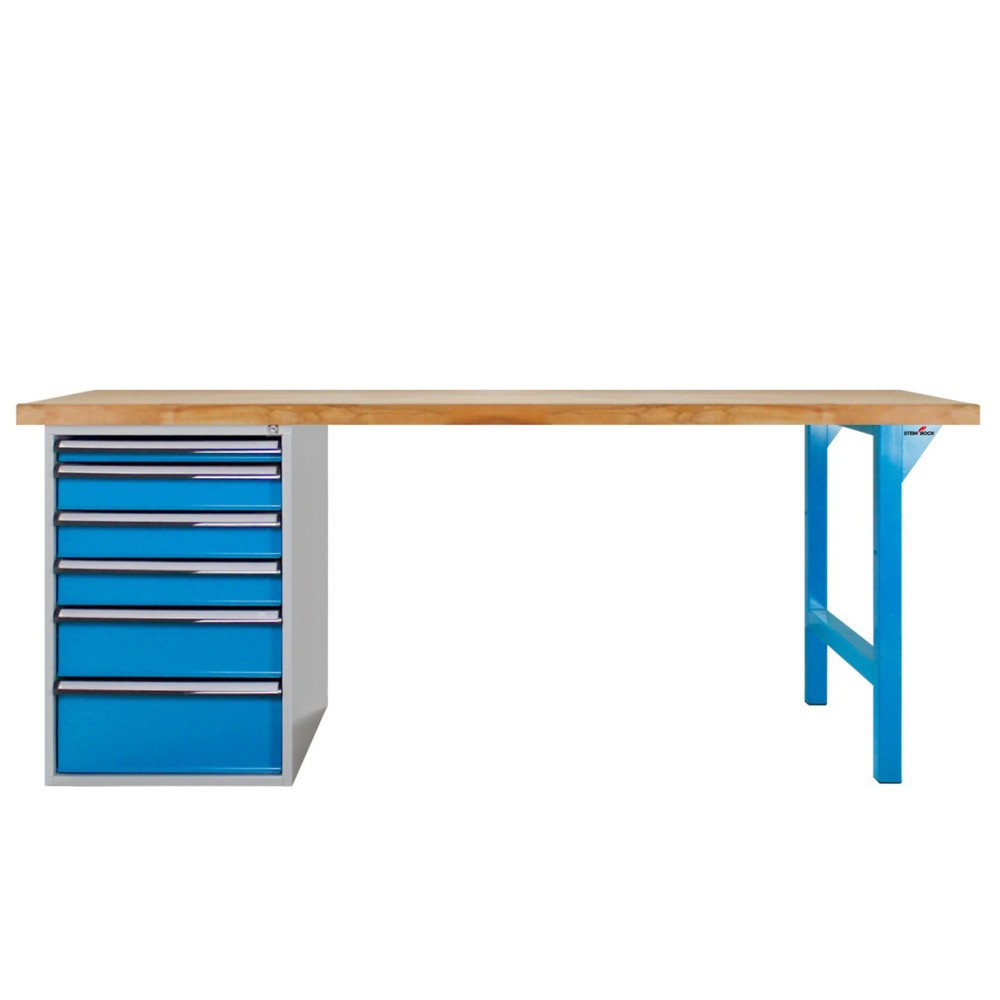 Zdjęcie produktu nr 2: Ława warsztatowa Steinbock® Pro, 6 x szuflada, udźwig 500 kg, wys. x szer. x gł. 850 x 1500 x 750 mm, RAL 5012