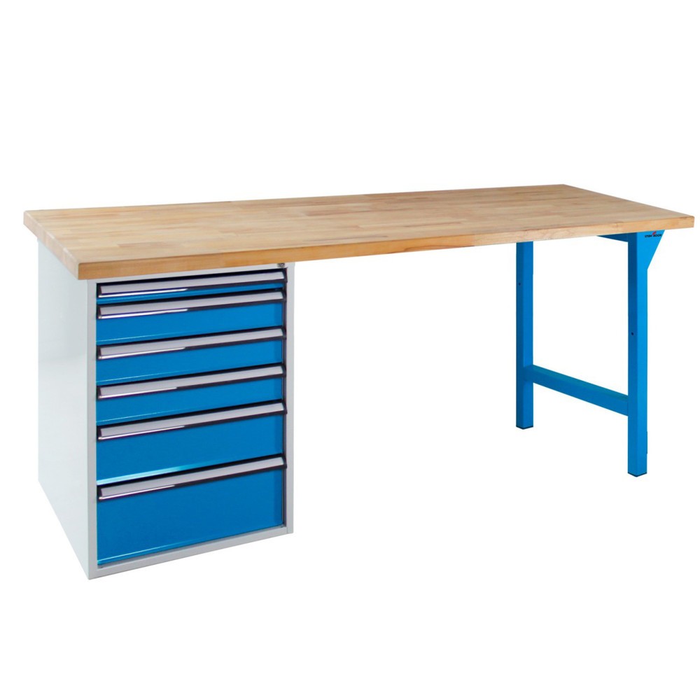 Zdjęcie produktu nr 1: Ława warsztatowa Steinbock® Pro, 6 x szuflada, udźwig 500 kg, wys. x szer. x gł. 850 x 2000 x 750 mm, RAL 5012