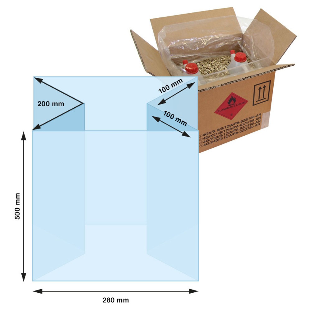 Produktabbildung: LDPE-Seitenfaltensack,280+200x500mm (B + Seitenfalte x L ), 150 μ, transparent, 1 VE = 100 Stk