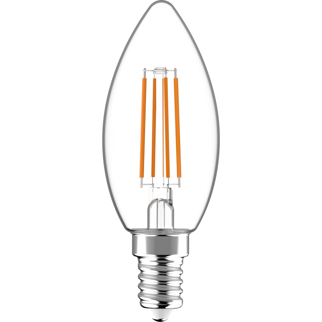 Produktabbildung: LED Filament Leuchtmittel - Kerze C35 E14 4,5W 470lm 2700K klar 330°