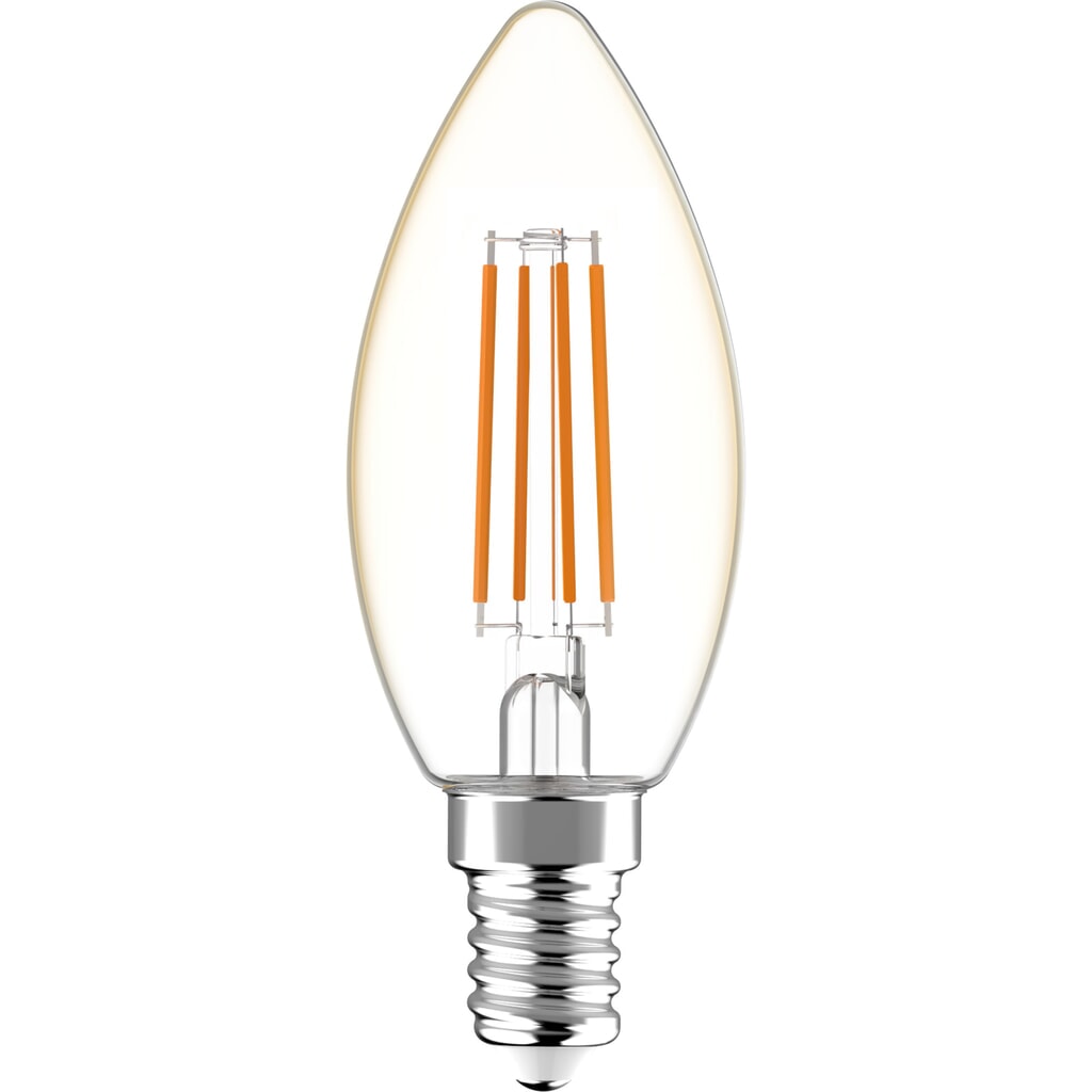 LED Filament Leuchtmittel - Kerze C35 E14 4,5W 470lm 2700K klar 330° dimmbar Produktabbildung Nr. 4: LED Filament Leuchtmittel - Kerze C35 E14 4,5W 470lm 2700K klar 330° dimmbar