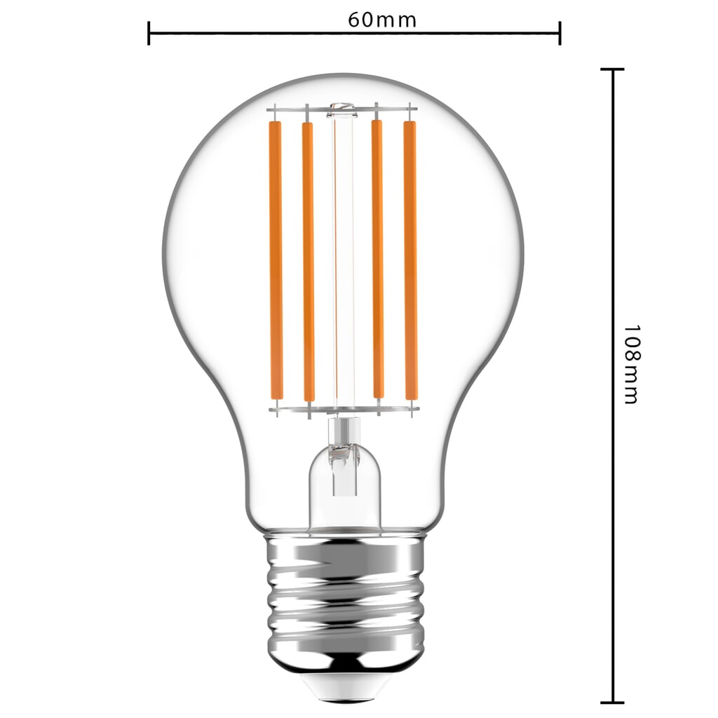 LED Filament Leuchtmittel - Klassisch A60 E27 2,2W 470lm 3000K klar 320° Produktabbildung Nr. 4: LED Filament Leuchtmittel - Klassisch A60 E27 2,2W 470lm 3000K klar 320°