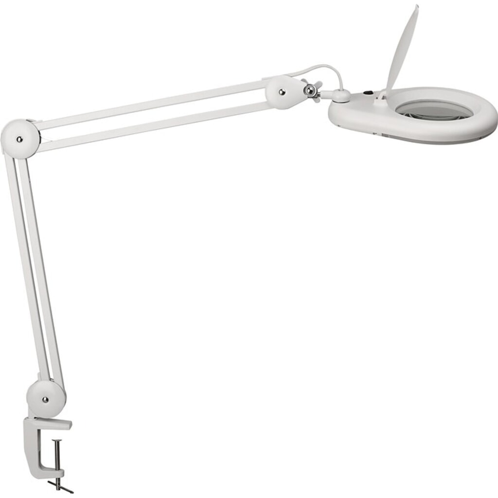 LED-Lupenleuchte, Tischklemme, Glaslinse 127 (5 ″), weiß mit Abdeckung, runder Kopf Produktabbildung: LED-Lupenleuchte, Tischklemme, Glaslinse 127 (5 ″), weiß mit Abdeckung, runder Kopf