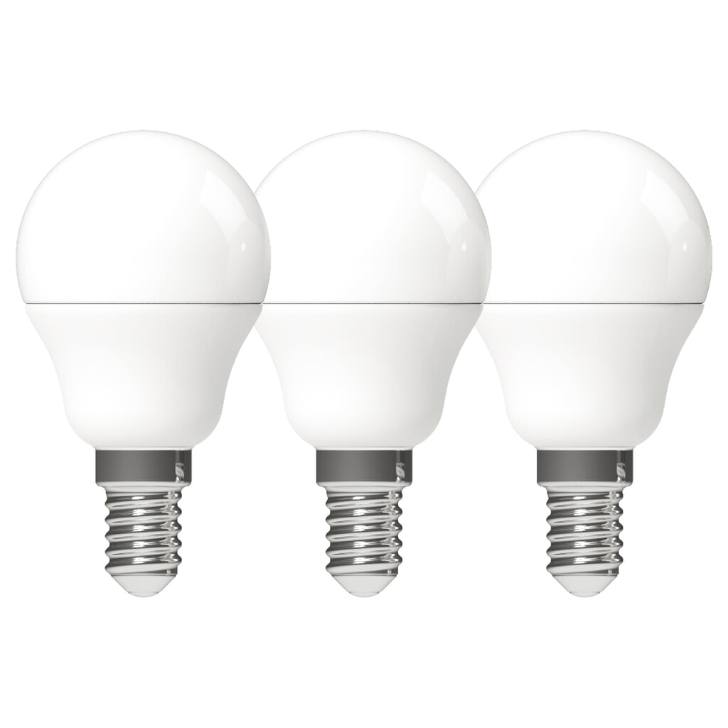 LED SMD Leuchtmittel - Globe G45 E14 4,9W 470lm 2700K opal 150° - 3er-Sparpack Produktabbildung: LED SMD Leuchtmittel - Globe G45 E14 4,9W 470lm 2700K opal 150° - 3er-Sparpack