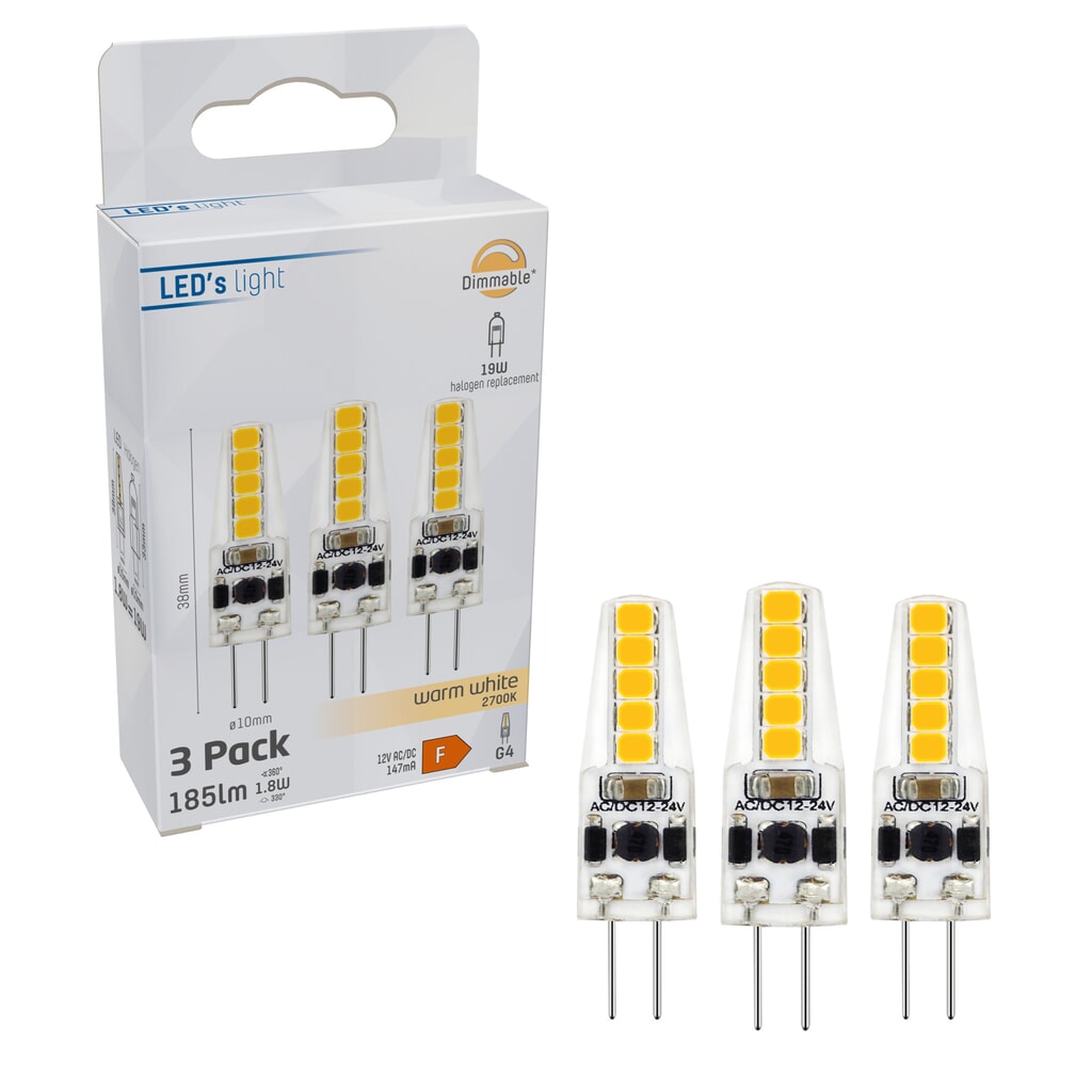 LED SMD Leuchtmittel - Kapsel G4 1,8W 185lm 2700K klar 330° - 3er-Pack Produktabbildung Nr. 2: LED SMD Leuchtmittel - Kapsel G4 1,8W 185lm 2700K klar 330° - 3er-Pack