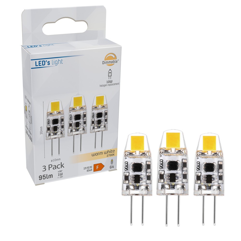 Produktabbildung Nr. 2: LED SMD Leuchtmittel - Kapsel G4 1W 95lm 2700K klar 330°  - 3er-Pack