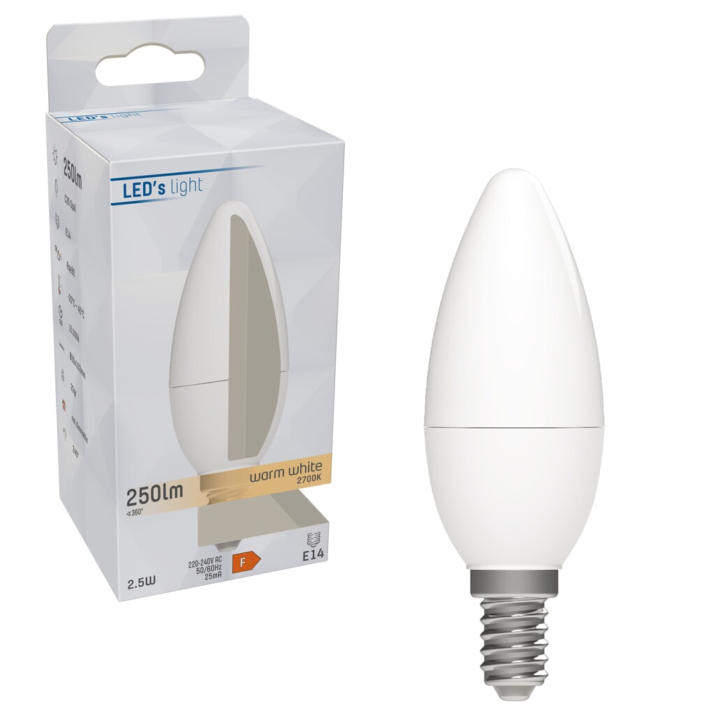 Produktabbildung Nr. 2: LED SMD Leuchtmittel - Kerze C35 E14 2,5W 250lm 2700K opal 240°
