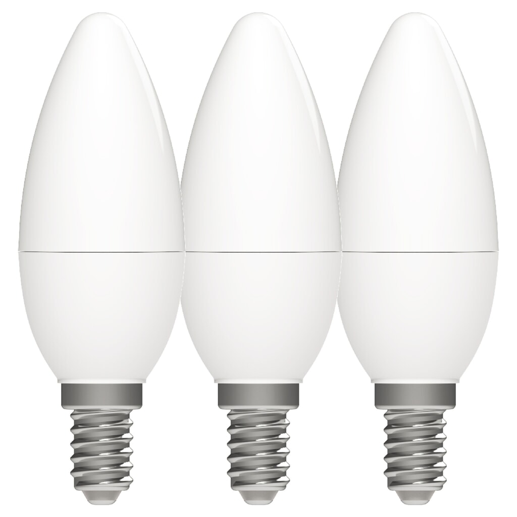 Produktabbildung: LED SMD Leuchtmittel - Kerze C35 E14 4,9W 470lm 2700K opal 240° - 3er-Sparpack