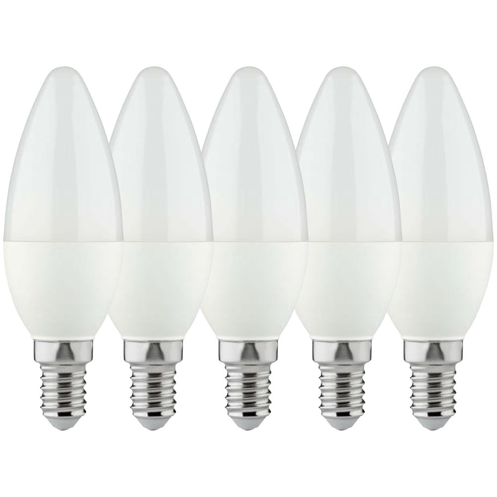 Produktabbildung: LED SMD Leuchtmittel - Kerze C37 E14 4,5W 470lm 2700K opal 150° - 5er-Pack