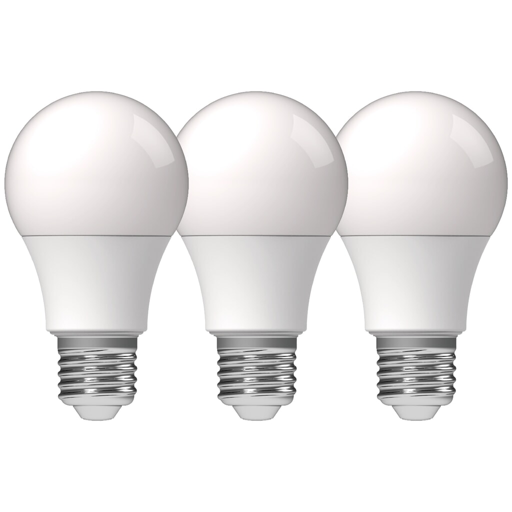 Produktabbildung: LED SMD Leuchtmittel - Klassisch A60 E27 8W 806lm 2700K opal 180° - 3er-Sparpack