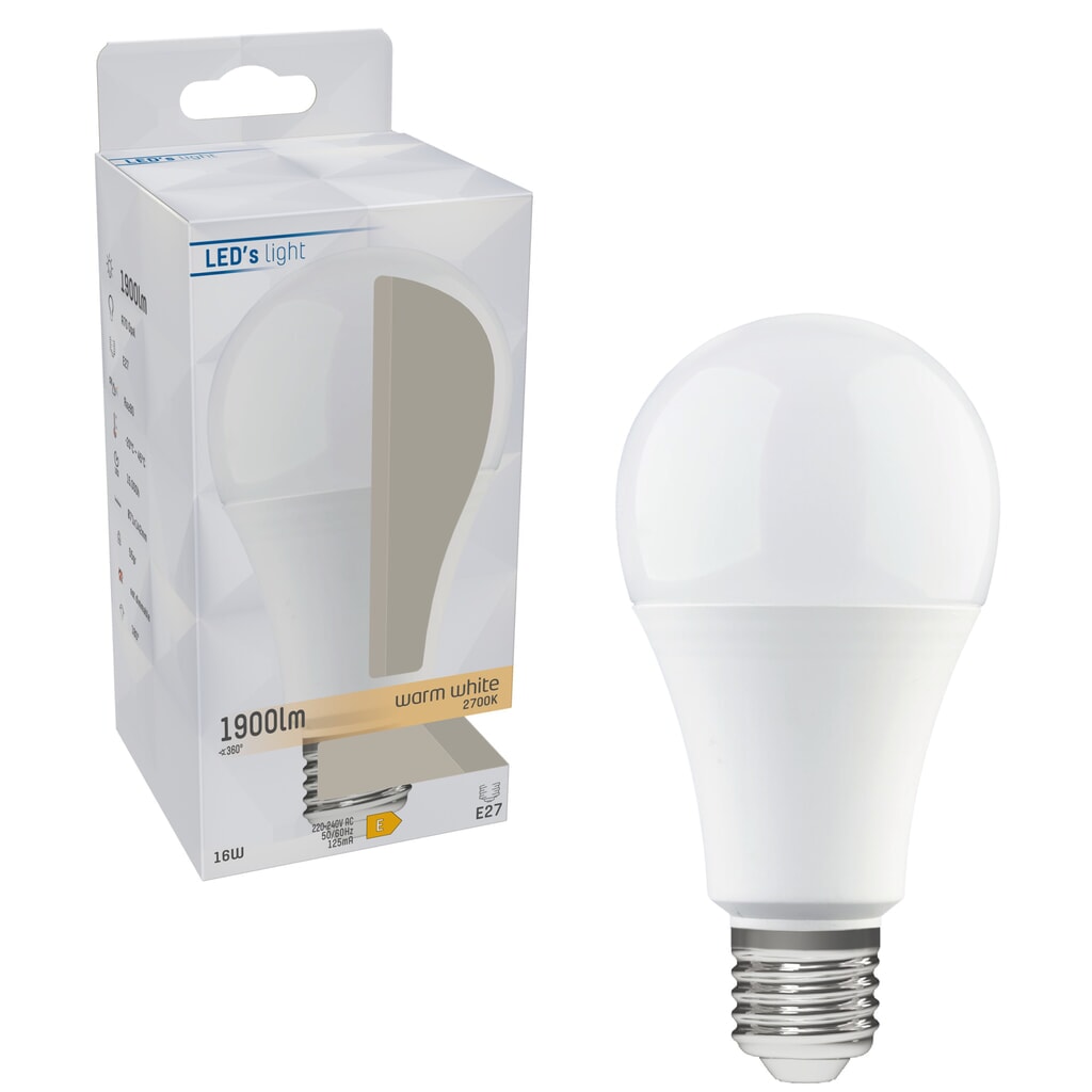 LED SMD Leuchtmittel - Klassisch A70 E27 16W 1900lm 2700K opal 180° Produktabbildung Nr. 2: LED SMD Leuchtmittel - Klassisch A70 E27 16W 1900lm 2700K opal 180°