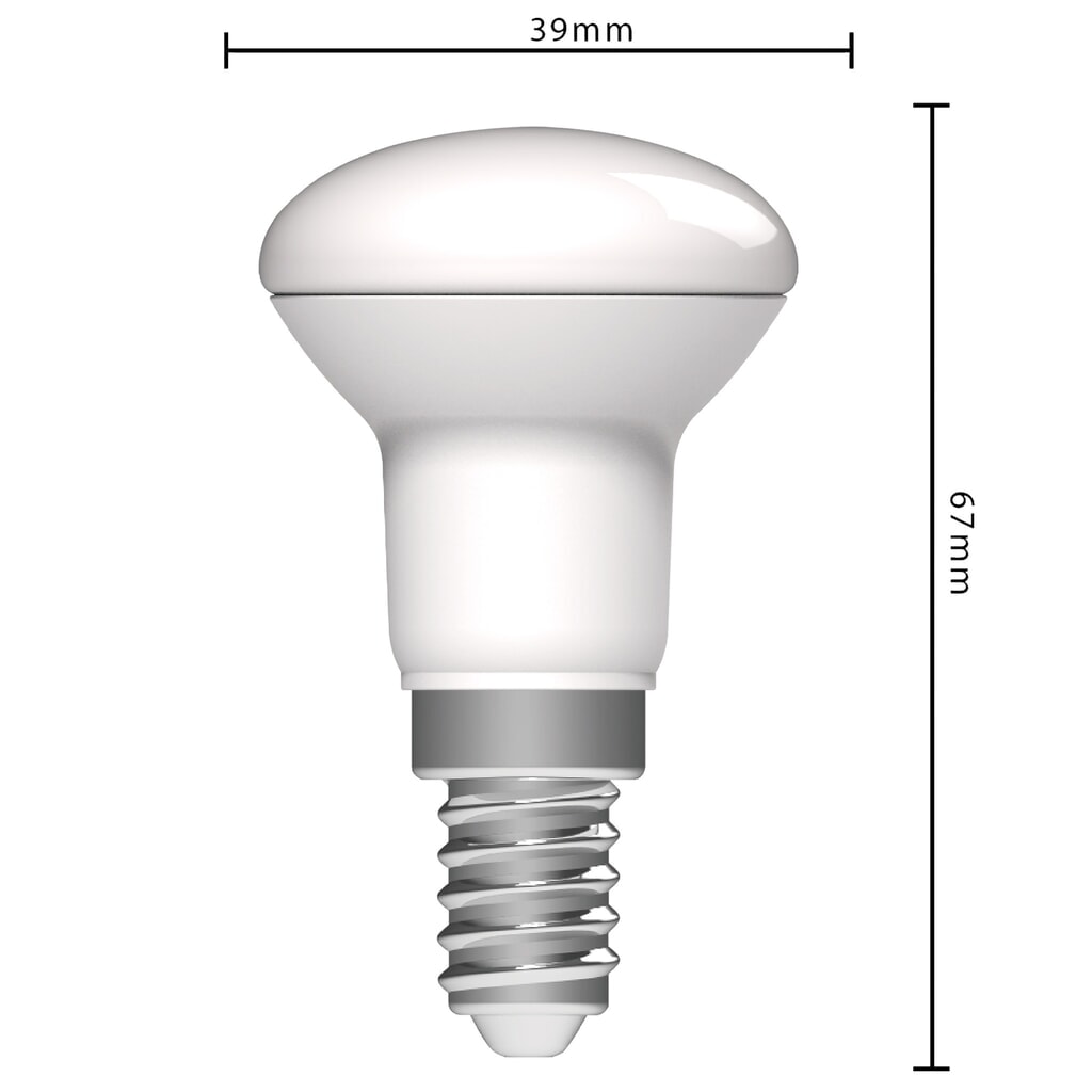 LED SMD Leuchtmittel - Pilzkopf R39 E14 2,2W 250lm 2700K opal 120° Produktabbildung Nr. 4: LED SMD Leuchtmittel - Pilzkopf R39 E14 2,2W 250lm 2700K opal 120°