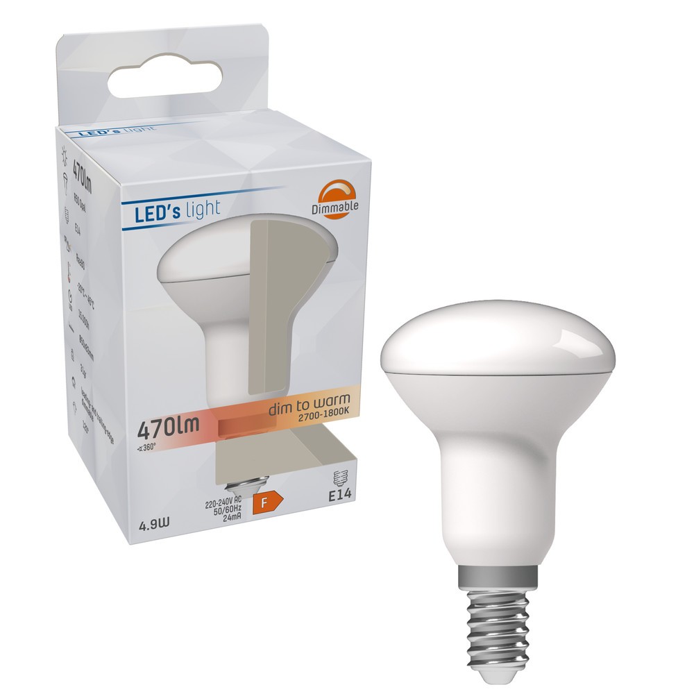 Produktabbildung Nr. 2: LED SMD Leuchtmittel - Pilzkopf R50 E14 4,9W 470lm CCT 2700-1800K opal 120° dimmbar