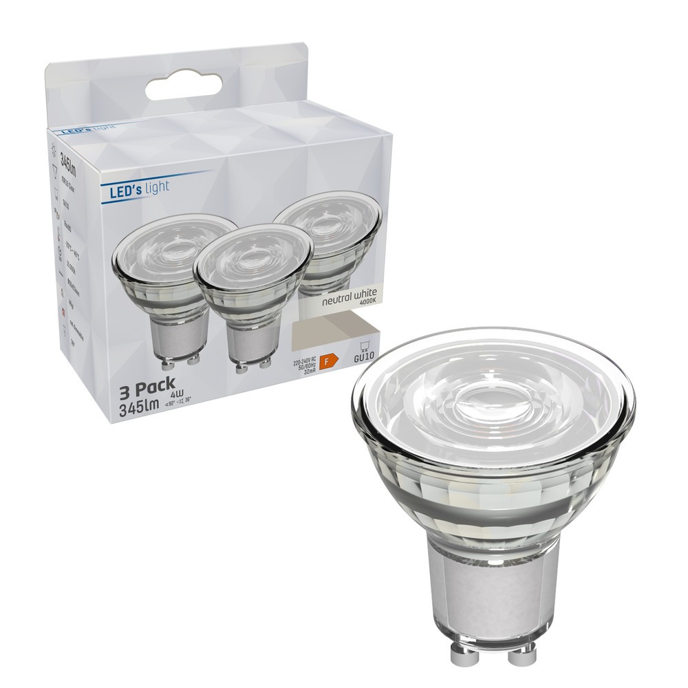 Produktabbildung Nr. 2: LED SMD Leuchtmittel - Spot MR16 GU10 4W 345lm 4000K klar 36° - 3er-Sparpack