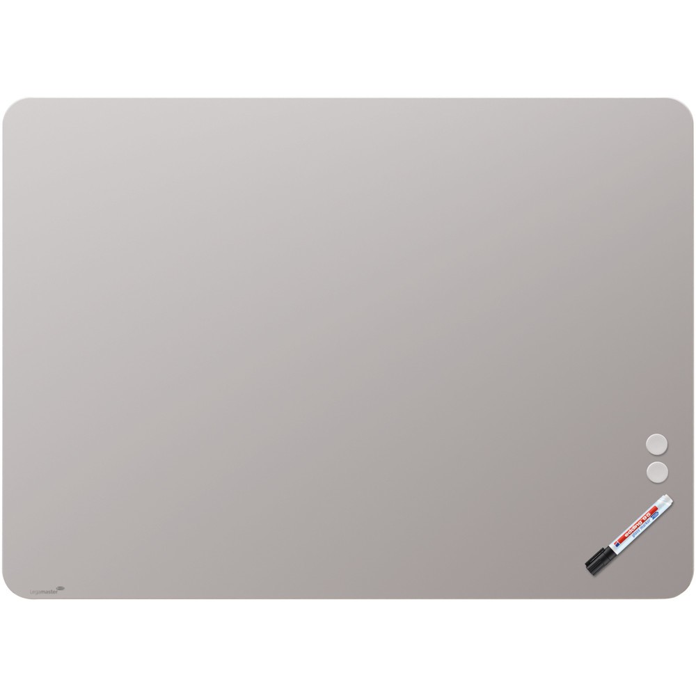 Produktabbildung Nr. 1: Legamaster Glasboard aus Sicherheitsglas, matt, magnethaftend, HxB 900 x 1.200 mm, grau, Ecken abgerundet