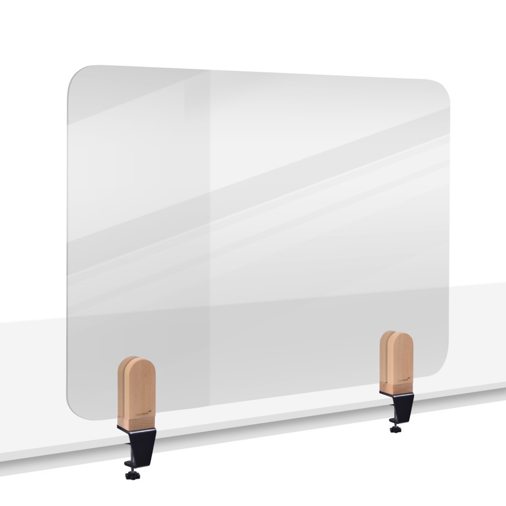 Produktabbildung: Legamaster Tischtrennwand ELEMENTS, aus Acrylglas, mit Tischklemmen, HxB 600 x 800 mm