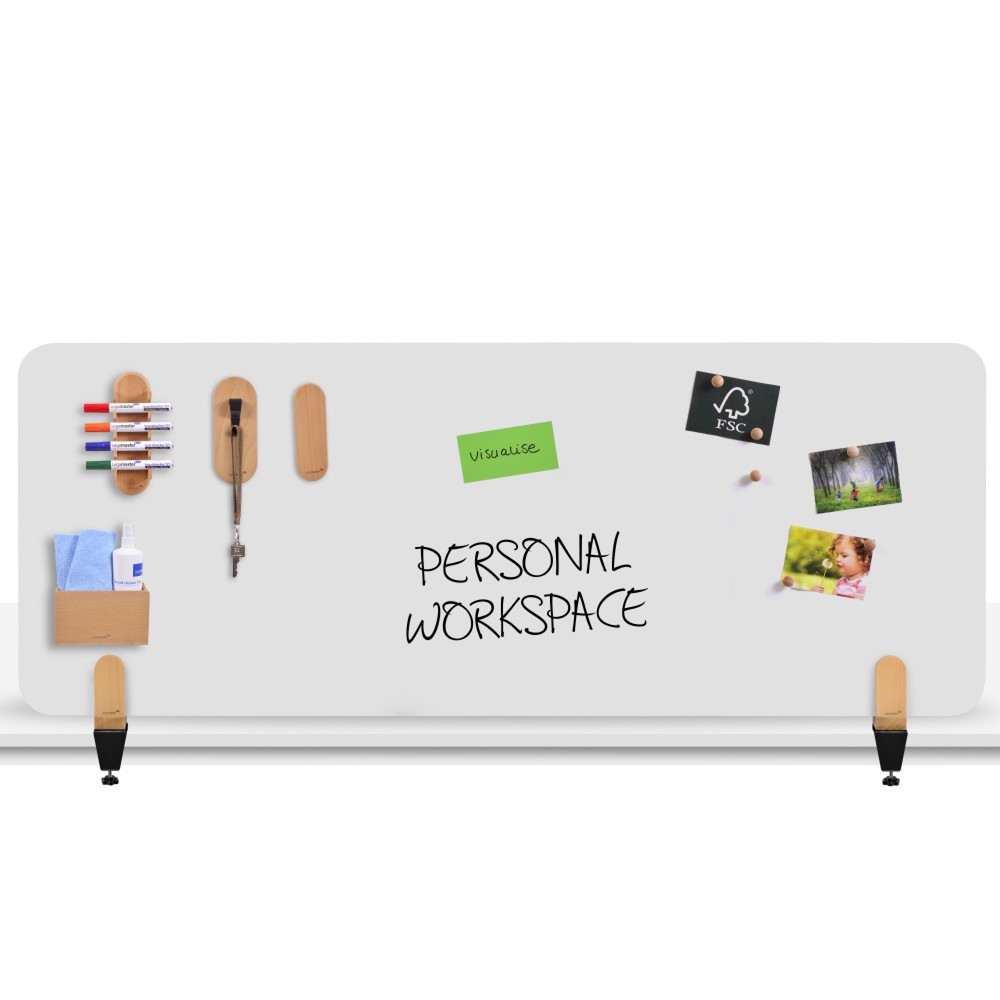 Produktabbildung Nr. 4: Legamaster Tischtrennwand ELEMENTS, mit Whiteboard-Oberfläche, mit Tischklemmen, HxB 600 x 1.600 mm