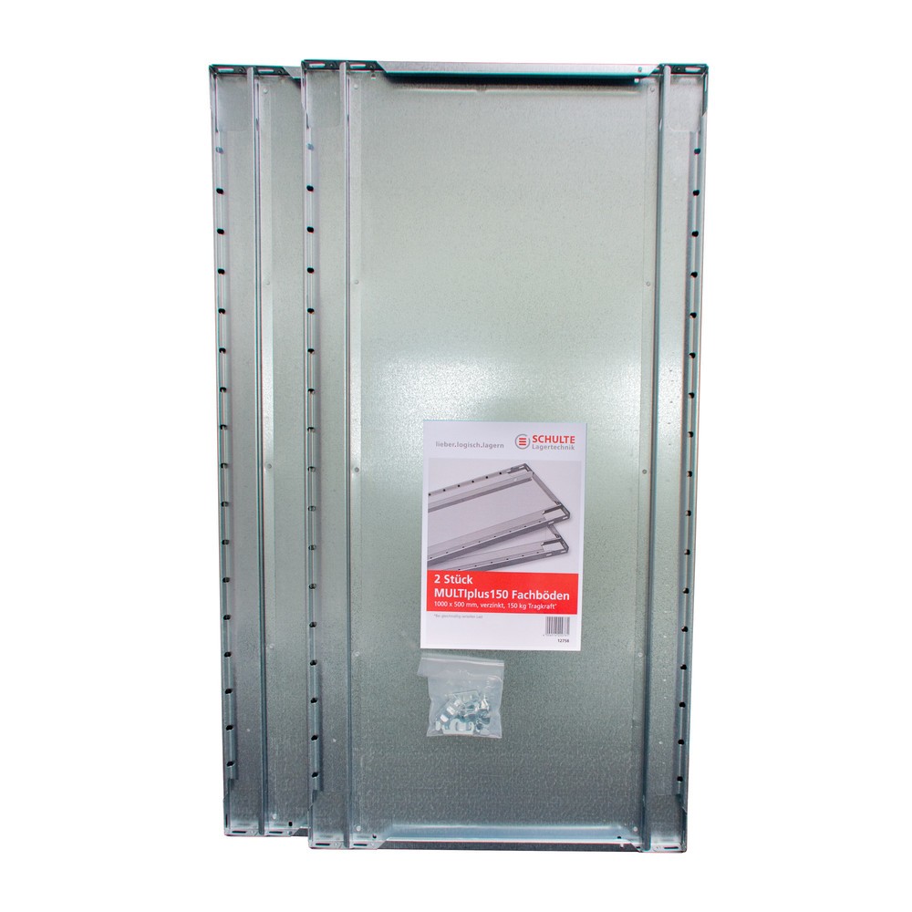 Product afbeelding: Legbord MULTIplus voor legbordrek SCHULTE Green met inhaakmontage, schapbelasting 150 kg, pak van 2, bxd 1000 x 400 mm, incl. 8 legborddragers
