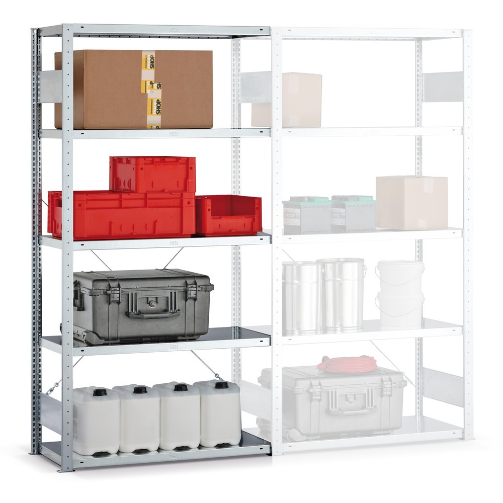 Product afbeelding: Legbordstelling META, met inhaaksysteem, AV, vaklast 150 kg, verzinkt, hxbxd 2.000 x 1.000 x 400 mm