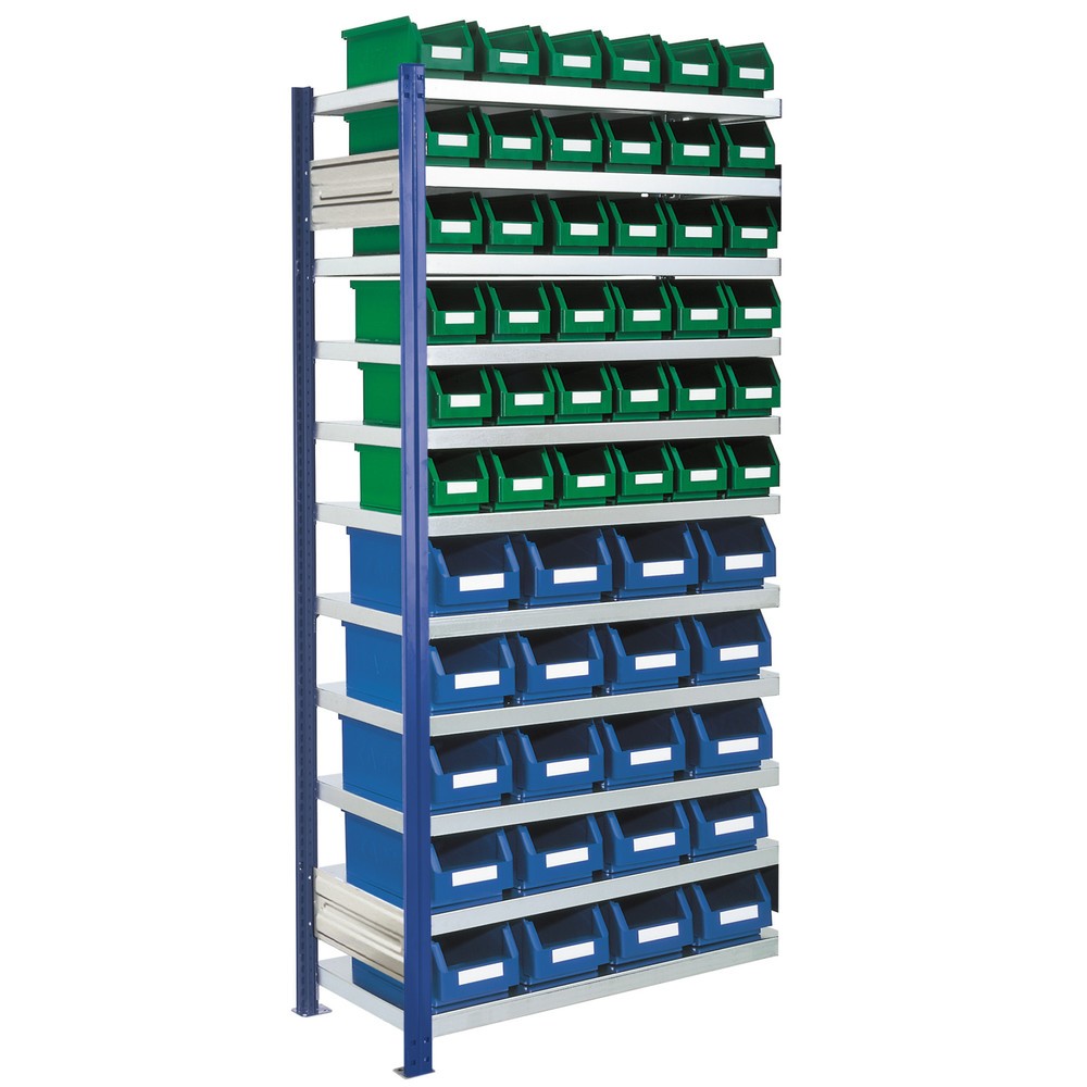 Product afbeelding: Legbordrek RasterPlan, AV, VL 100 kg, met 56 magazijnbakken, hxbxd 2.000 x 1.000 x 400 mm