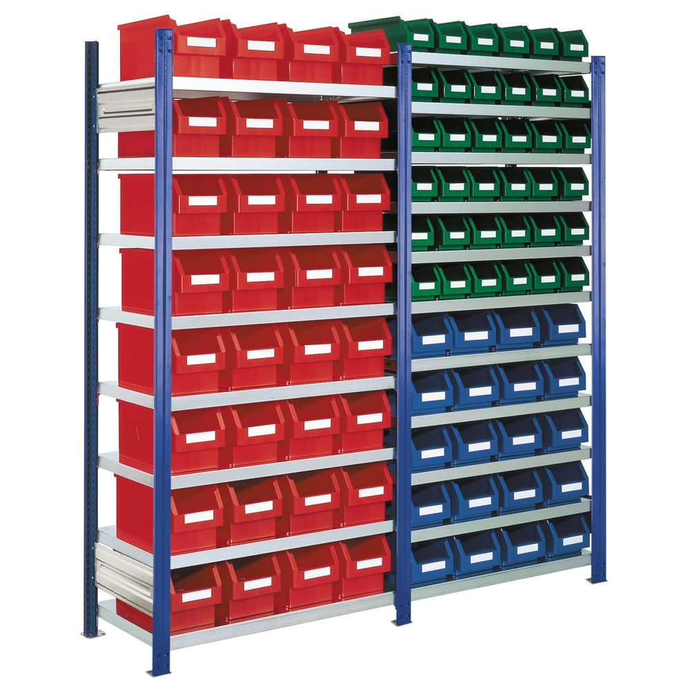 Product afbeelding: Legbordrek Kappes RasterPlan, gentiaanblauw, met magazijnbakken, vaklast 100 kg, hxbxd 2.000 x 2.060 x 435 mm