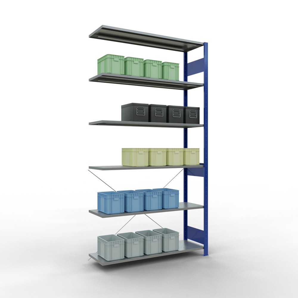 Productafbeelding nr. 3: Legbordrek SCHULTE inhaaksysteem, aanbouwelement, schapbelasting 150 kg, gentiaanblauw/verzinkt, h x b x d 2.500 x 1.300 x 400 mm