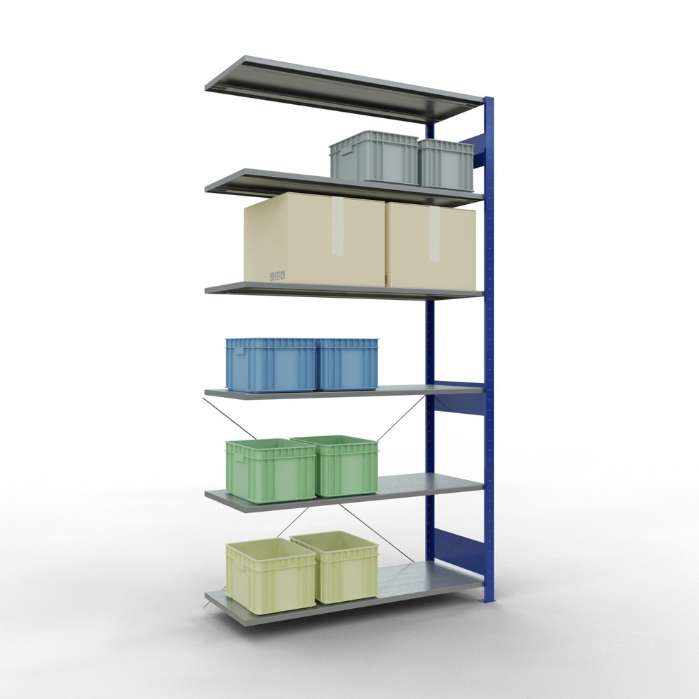 Productafbeelding nr. 3: Legbordrek SCHULTE inhaaksysteem, aanbouwelement, schapbelasting 150 kg, gentiaanblauw/verzinkt, h x b x d 2.500 x 1.300 x 500 mm