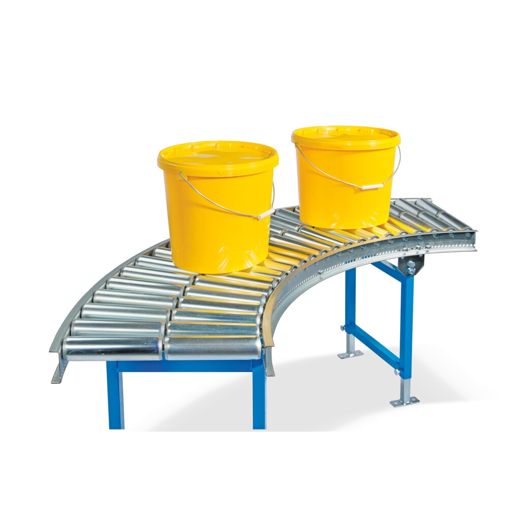 BLUME Leicht-Rollenbahn, 90˚ Kurve, Stahlrollen, Ø 50 mm Bahnbreite 500 mm, Achsabstand 100 mm Produktabbildung Nr. 2: BLUME Leicht-Rollenbahn, 90˚ Kurve, Stahlrollen, Ø 50 mm Bahnbreite 500 mm, Achsabstand 100 mm