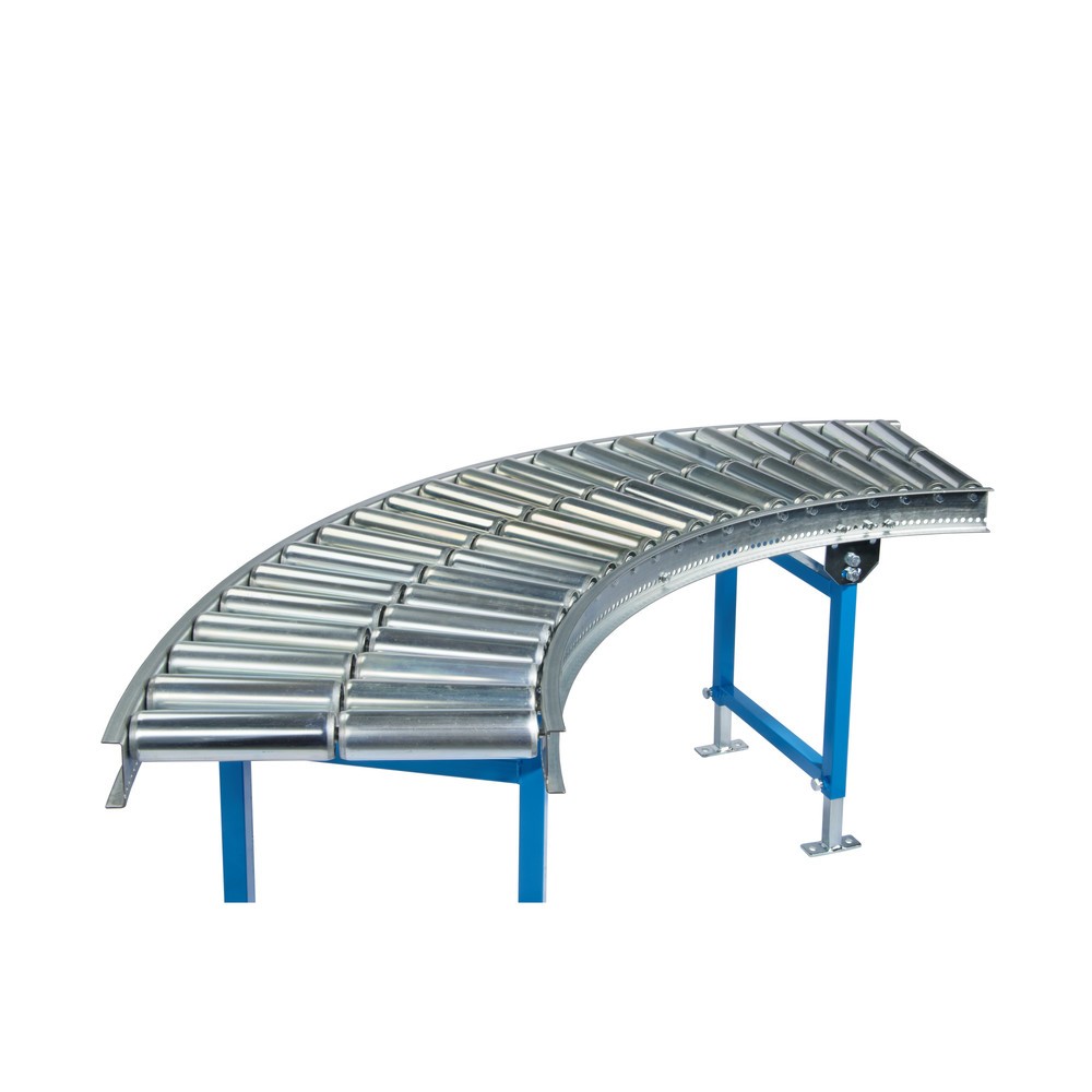 Produktabbildung Nr. 1: Leicht-Rollenbahn, 45˚ Kurve, Stahlrollen, Ø 50 mm, Bahnbreite 600 mm, Achsabstand 75 mm