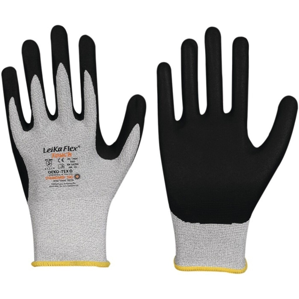 LeikaFlex® Touch 1464 Handschuhe Gr.9, grau/schwarz Produktabbildung: LeikaFlex® Touch 1464 Handschuhe Gr.9, grau/schwarz