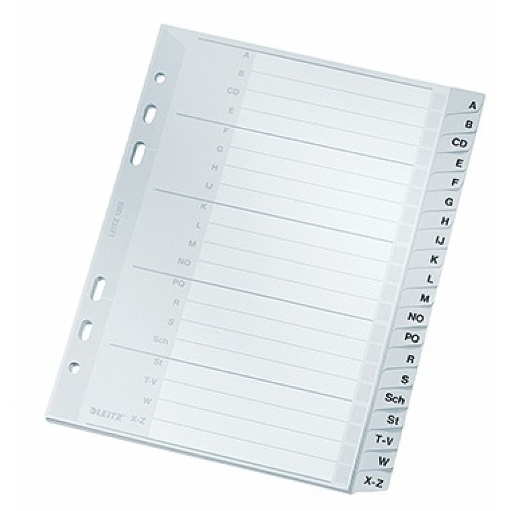 Produktabbildung: Leitz Register 12650000 A-Z DIN A5 16,5x21cm 20Bl. PP grau
