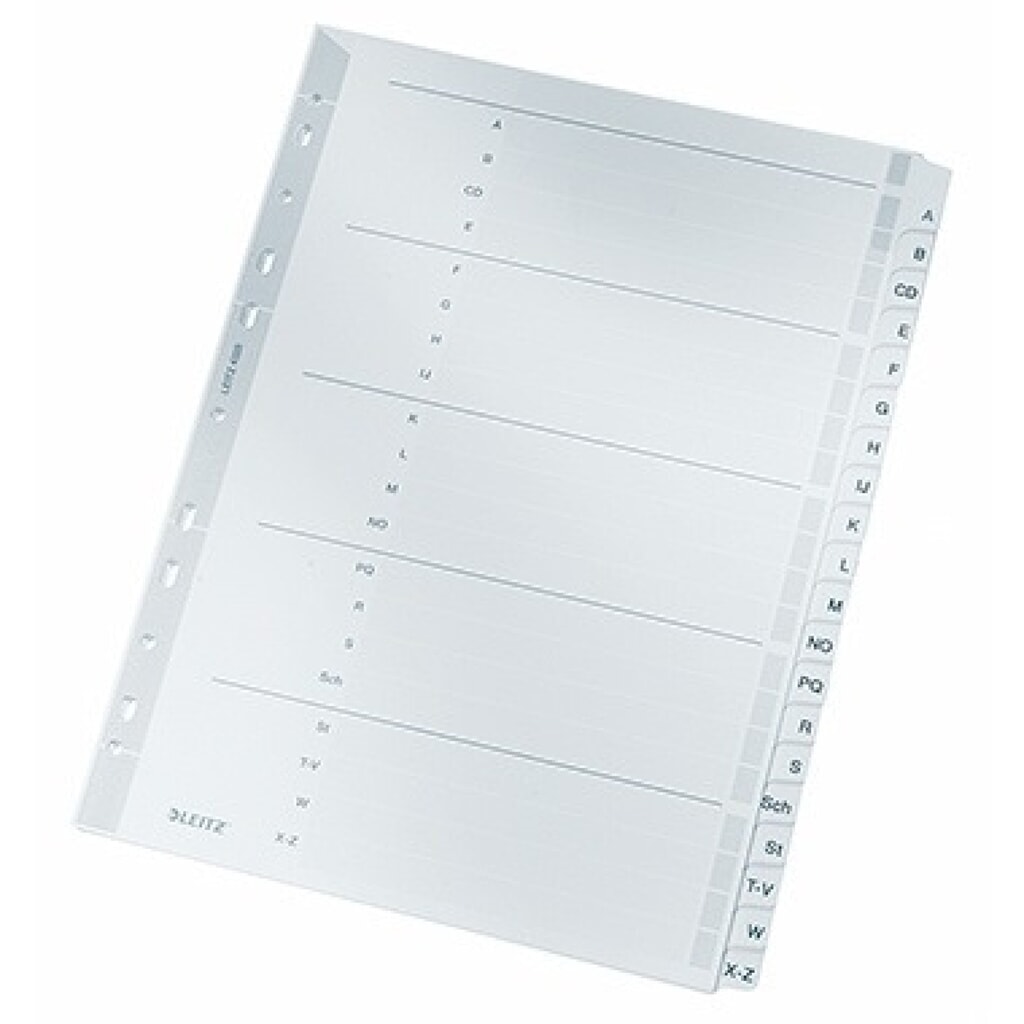 Leitz Register 43280000 A-Z DIN A4 volle Höhe Karton grau Produktabbildung: Leitz Register 43280000 A-Z DIN A4 volle Höhe Karton grau