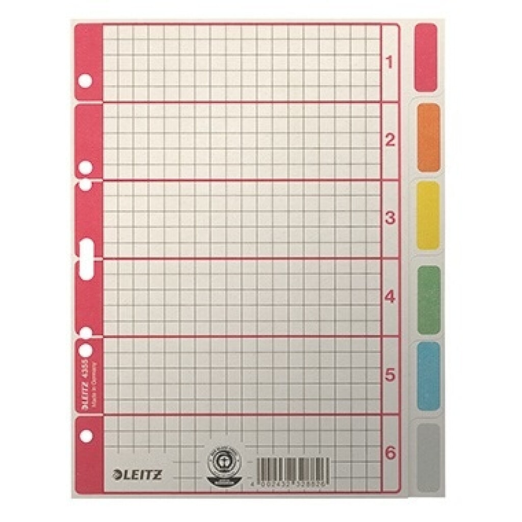Leitz Kartonregister 43550085 DIN A5 6Blatt blanko grau Produktabbildung: Leitz Kartonregister 43550085 DIN A5 6Blatt blanko grau