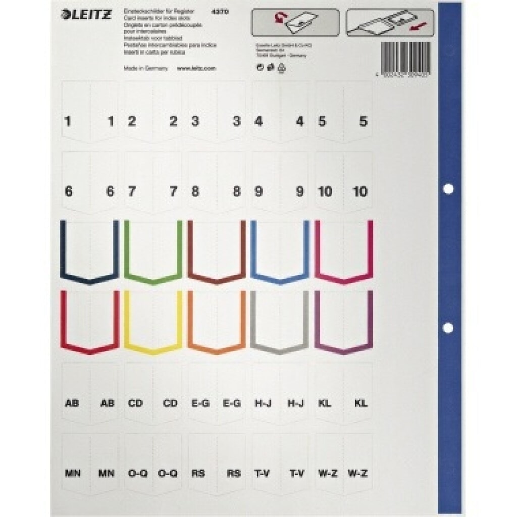Produktabbildung: Leitz Register 12780000 blanko DIN A4 20teilig PP grau