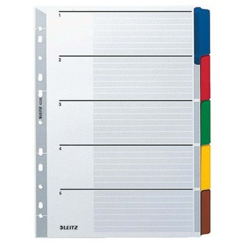 Leitz Register 43200000 blanko DIN A4 5teilig Karton grau Produktabbildung: Leitz Register 43200000 blanko DIN A4 5teilig Karton grau