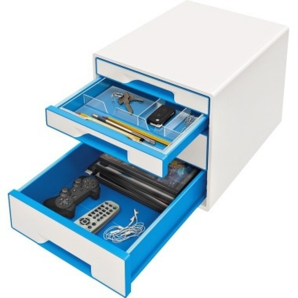 Produktabbildung Nr. 2: Leitz Schubladenbox WOW CUBE 52132036 4Schubfächer weiß/blau