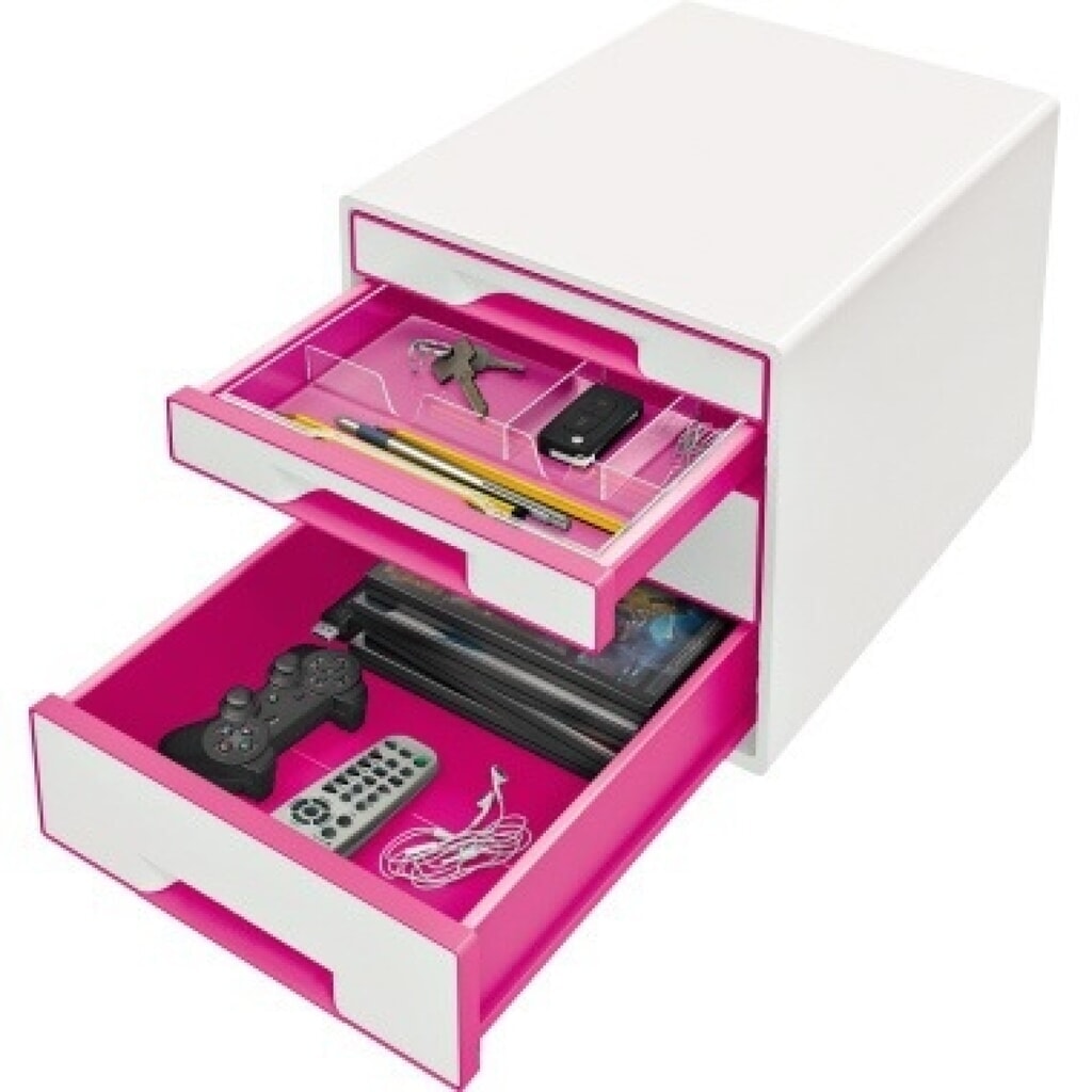 Leitz Schubladenbox WOW CUBE 52132023 4Schubfächer weiß/pink Produktabbildung Nr. 3: Leitz Schubladenbox WOW CUBE 52132023 4Schubfächer weiß/pink