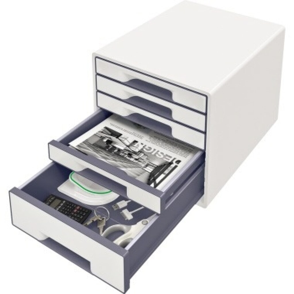 Leitz Schubladenbox WOW CUBE 52142001 5Schubfächer weiß/grau Produktabbildung Nr. 2: Leitz Schubladenbox WOW CUBE 52142001 5Schubfächer weiß/grau