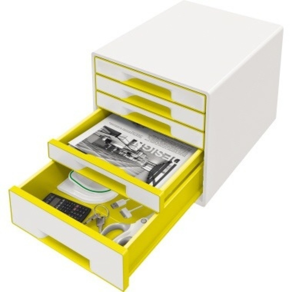 Produktabbildung Nr. 2: Leitz Schubladenbox WOW CUBE 52142016 5Schubfächer weiß/gelb