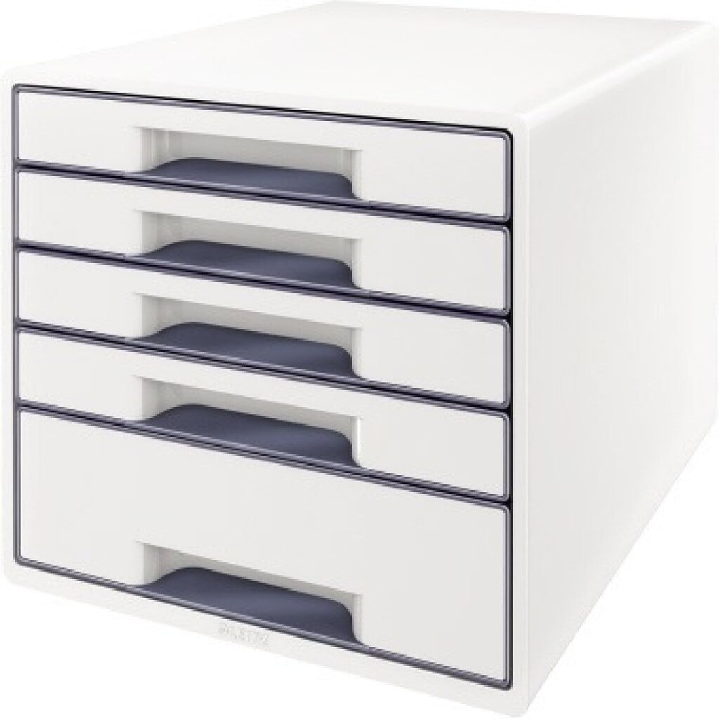 Produktabbildung: Leitz Schubladenbox WOW CUBE 52142001 5Schubfächer weiß/grau