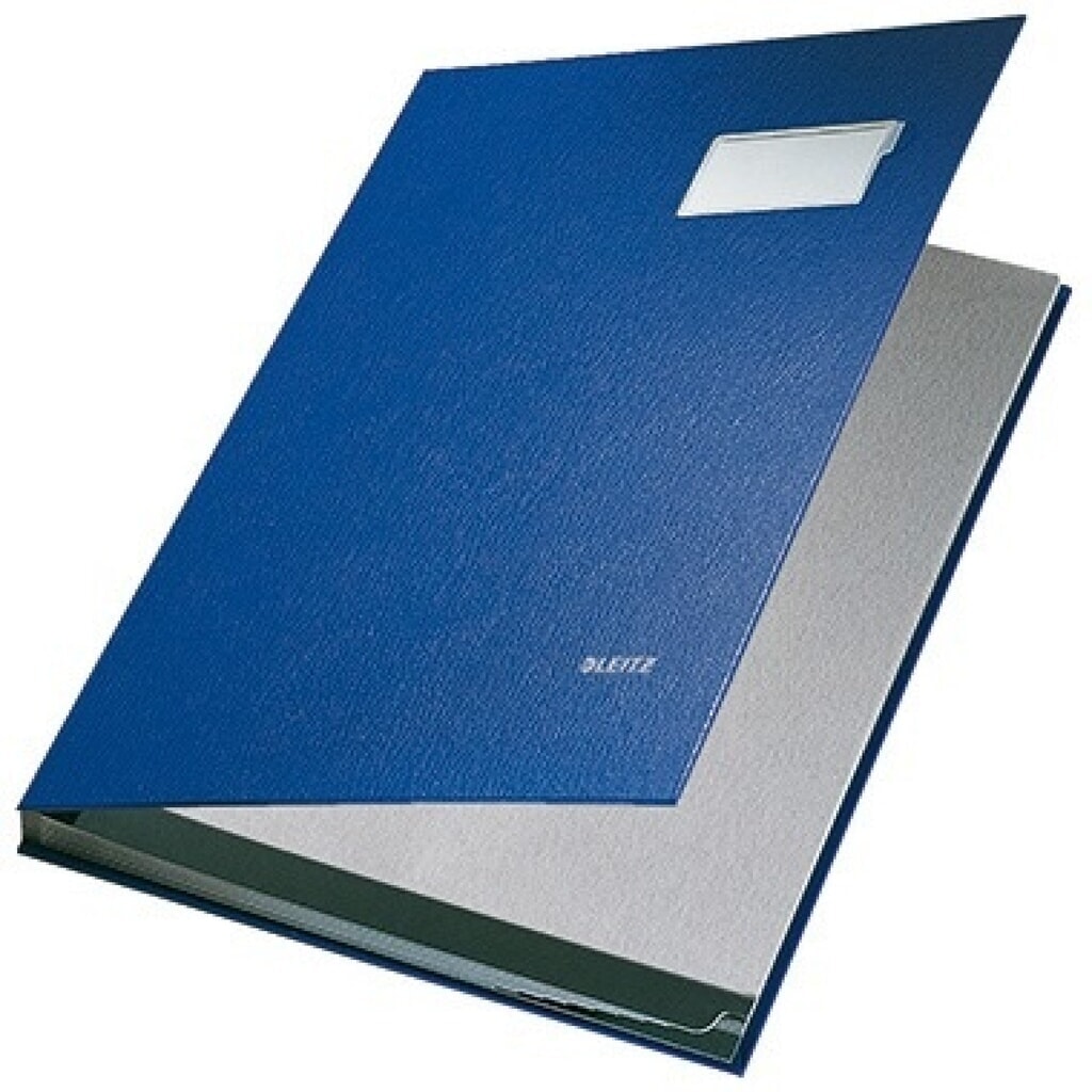 Leitz Unterschriftsmappe 57010035 DIN A4 10 Fächer Graupappe blau Produktabbildung: Leitz Unterschriftsmappe 57010035 DIN A4 10 Fächer Graupappe blau